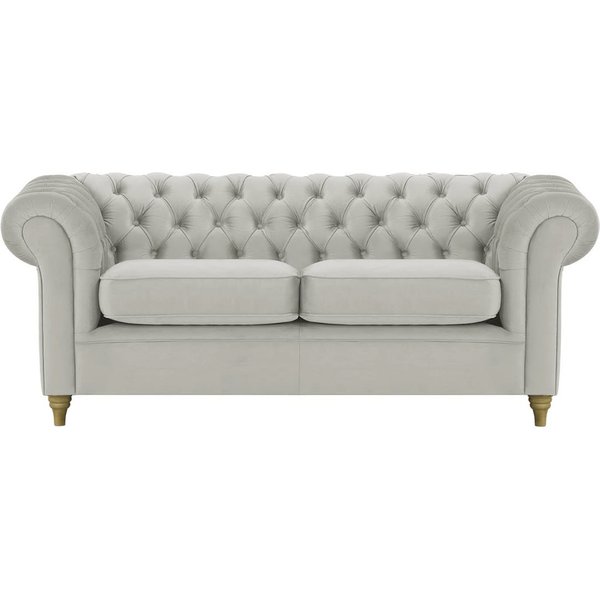 Chesterfield 3 Seater Sofa, silver, Leg colour: wax black