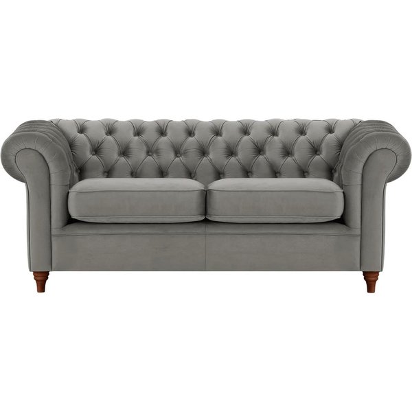 Chesterfield 3 Seater Sofa, graphite, Leg colour: dark oak