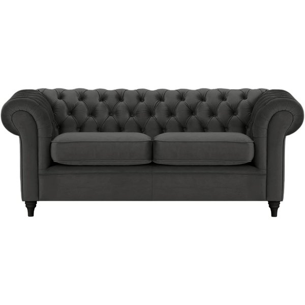 Chesterfield 3 Seater Sofa, black, Leg colour: black