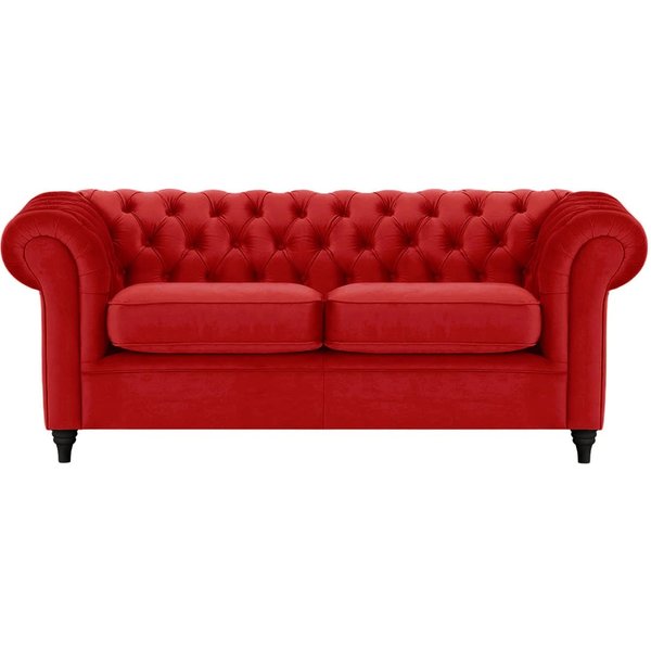 Chesterfield 3 Seater Sofa, dark red, Leg colour: black