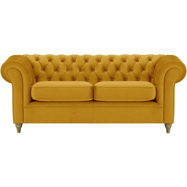 Chesterfield 3 Seater Sofa, mustard, Leg colour: wax black