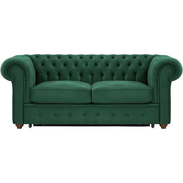 Chesterfield Max Borneo 2-seater sofa bed, dark green, Leg colour: dark oak
