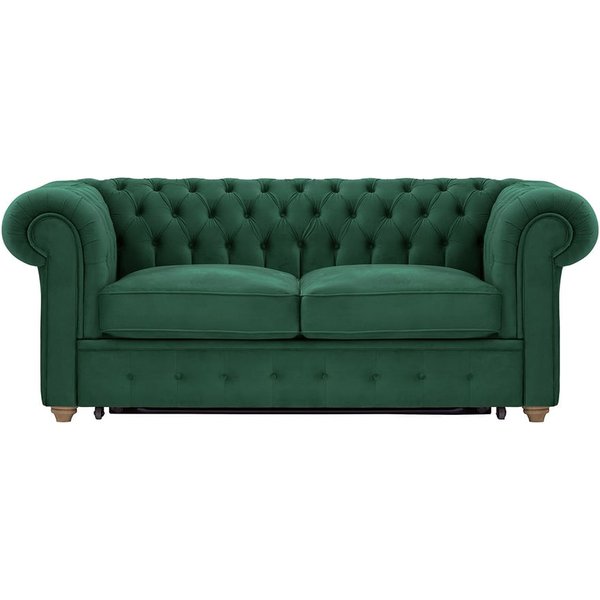 Chesterfield Max Borneo 2-seater sofa bed, dark green, Leg colour: wax black