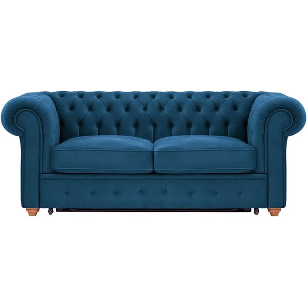 Chesterfield Max Borneo 2-seater sofa bed, blue, Leg colour: aveo