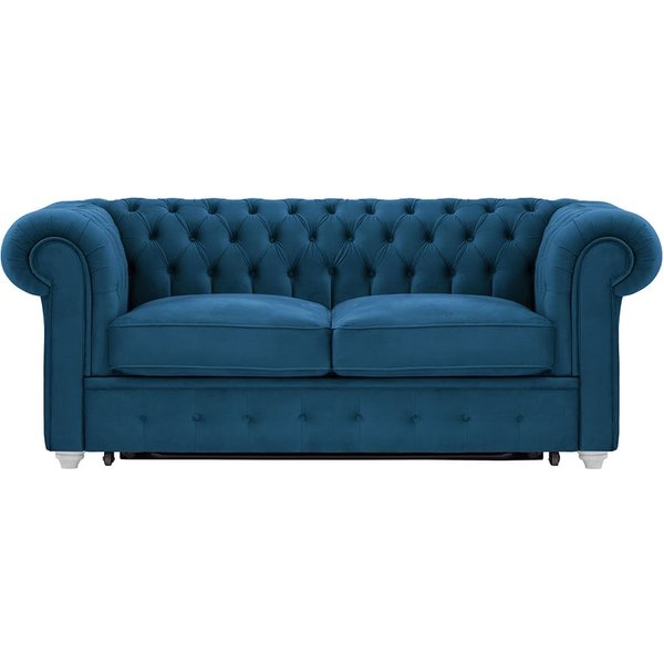 Chesterfield Max Borneo 2-seater sofa bed, blue, Leg colour: white