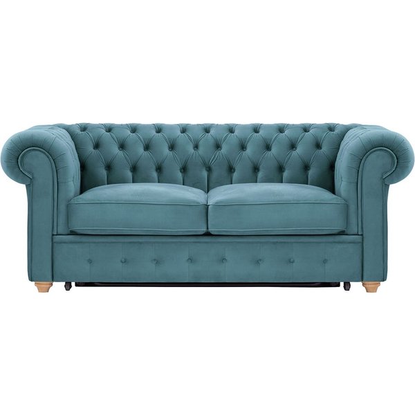 Chesterfield Max Borneo 2-seater sofa bed, dirty blue, Leg colour: like oak