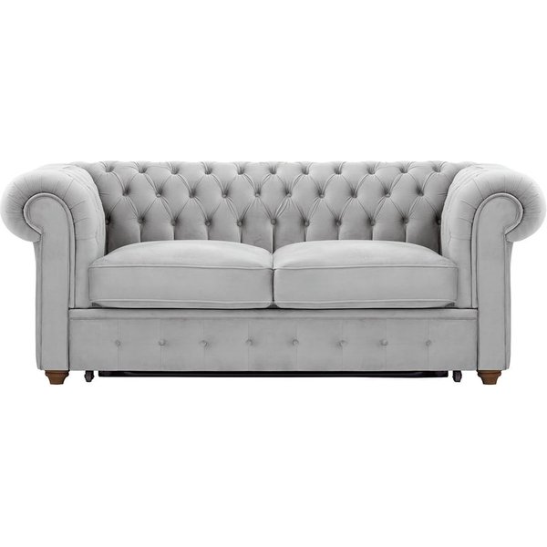 Chesterfield Max Borneo 2-seater sofa bed, silver, Leg colour: dark oak
