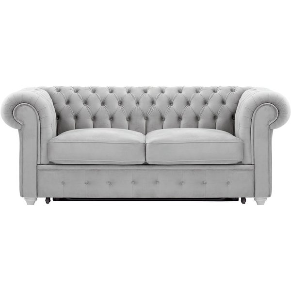 Chesterfield Max Borneo 2-seater sofa bed, silver, Leg colour: white