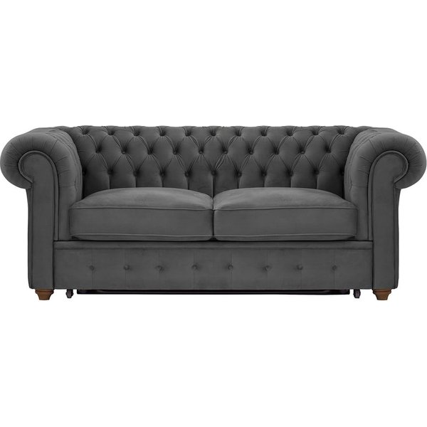 Chesterfield Max Borneo 2-seater sofa bed, graphite, Leg colour: dark oak