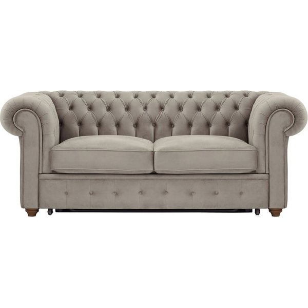 Chesterfield Max Borneo 2-seater sofa bed, mink, Leg colour: dark oak