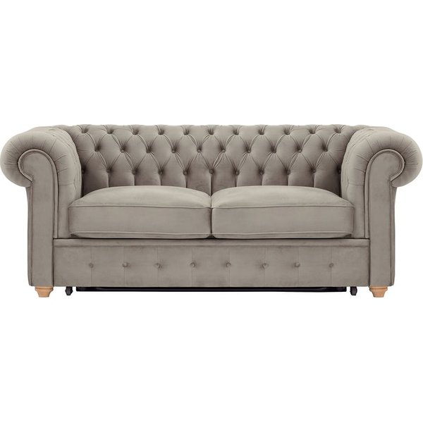 Chesterfield Max Borneo 2-seater sofa bed, mink, Leg colour: like oak