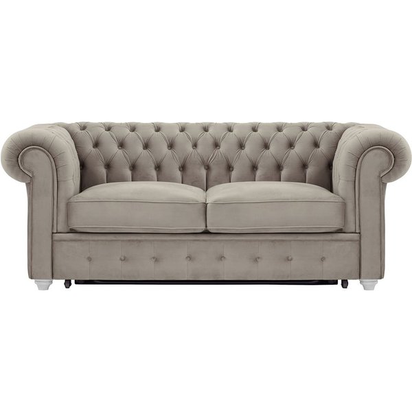 Chesterfield Max Borneo 2-seater sofa bed, mink, Leg colour: white