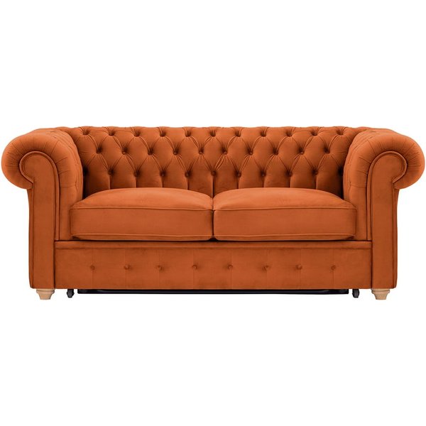Chesterfield Max Borneo 2-seater sofa bed, V 33 - Rust, Leg colour: like oak