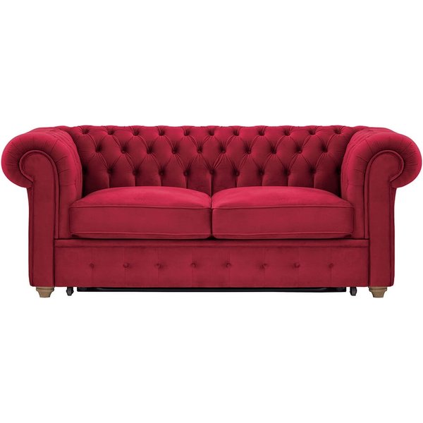 Chesterfield Max Borneo 2-seater sofa bed, dark red, Leg colour: wax black