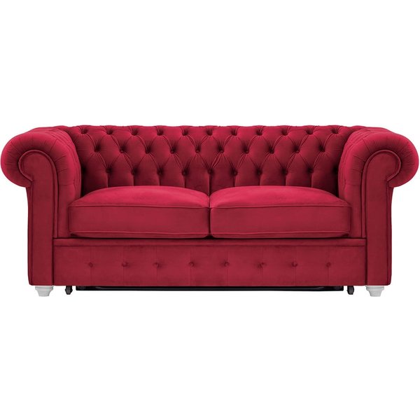 Chesterfield Max Borneo 2-seater sofa bed, dark red, Leg colour: white