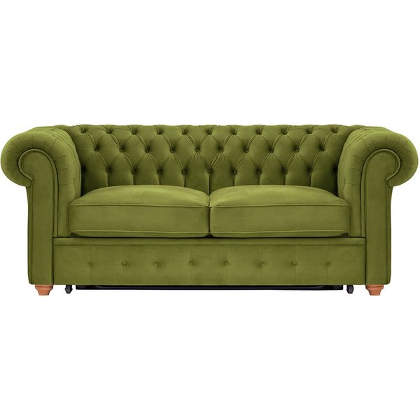 Chesterfield Max Borneo 2-seater sofa bed, olive green, Leg colour: aveo