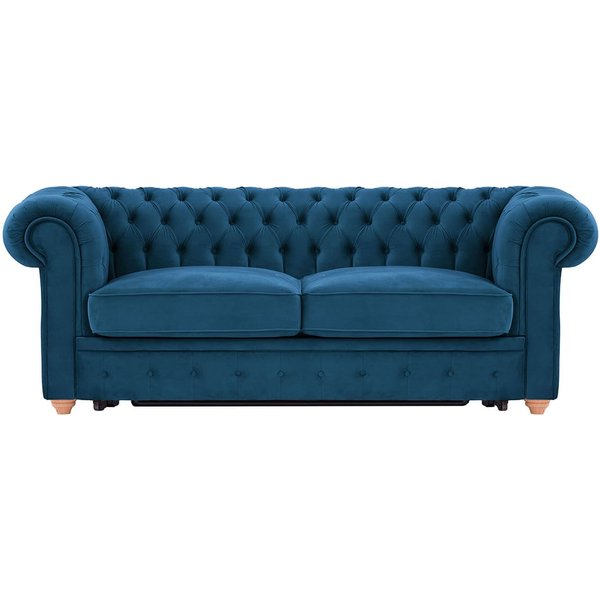 Chesterfield Max Borneo three-seater sofa bed, blue, Leg colour: aveo