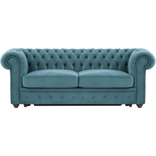 Chesterfield Max Borneo three-seater sofa bed, dirty blue, Leg colour: black