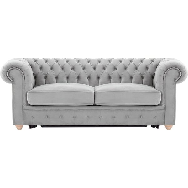 Chesterfield Max Borneo three-seater sofa bed, silver, Leg colour: like oak