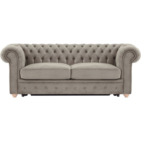 Chesterfield Max Borneo three-seater sofa bed, mink, Leg colour: like oak
