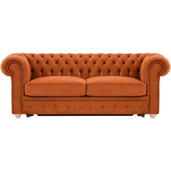 Chesterfield Max Borneo three-seater sofa bed, V 33 - Rust, Leg colour: like oak