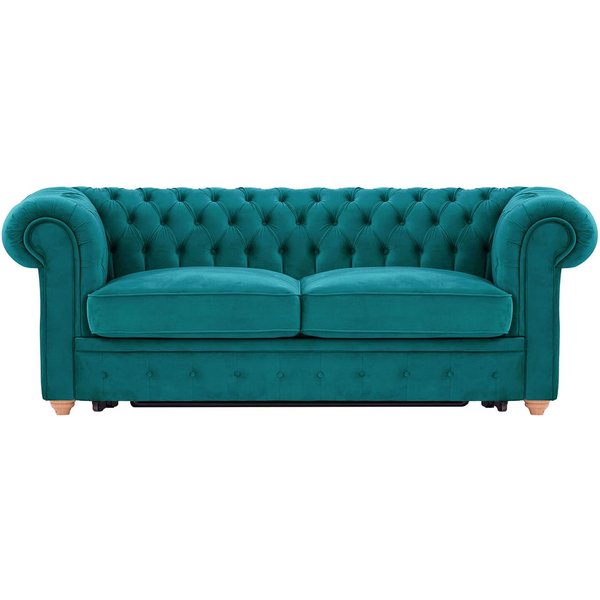 Chesterfield Max Borneo three-seater sofa bed, V 36 - Peacock, Leg colour: aveo