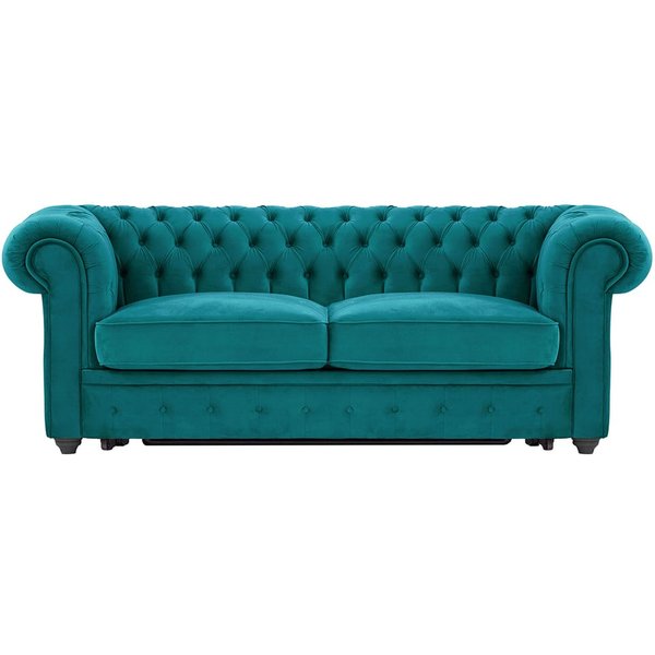 Chesterfield Max Borneo three-seater sofa bed, V 36 - Peacock, Leg colour: black