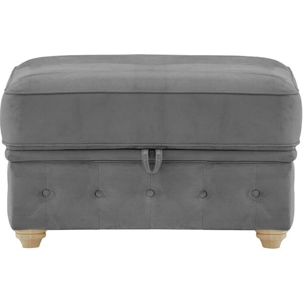 Chesterfield Borneo storage footstool, graphite, Leg colour: wax black