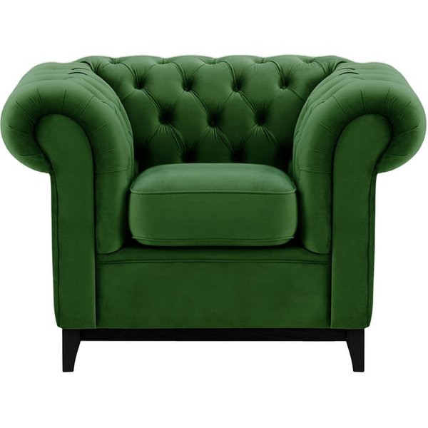 Chesterfield Wood Armchair, dark green, Leg colour: black