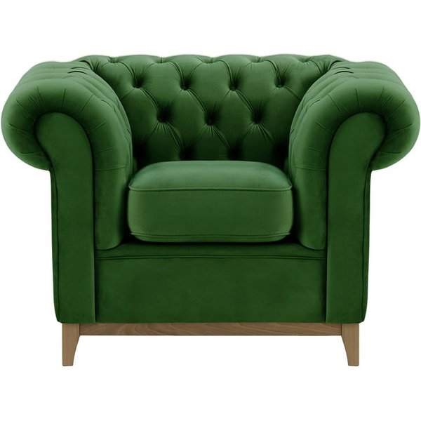 Chesterfield Wood Armchair, dark green, Leg colour: wax black
