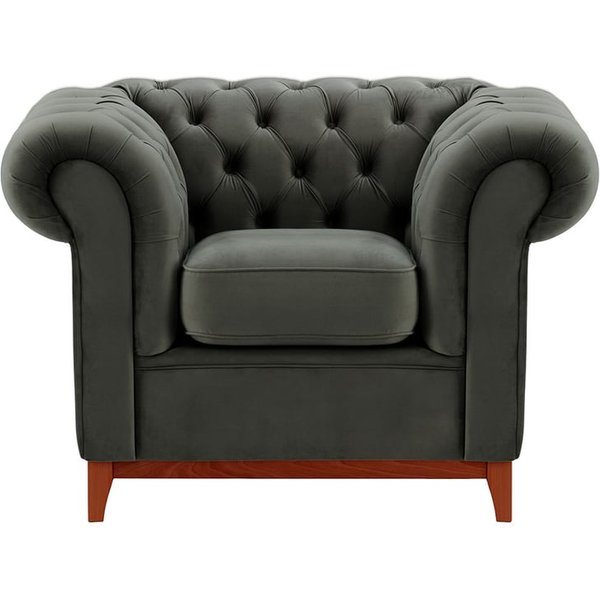 Chesterfield Wood Armchair, graphite, Leg colour: aveo