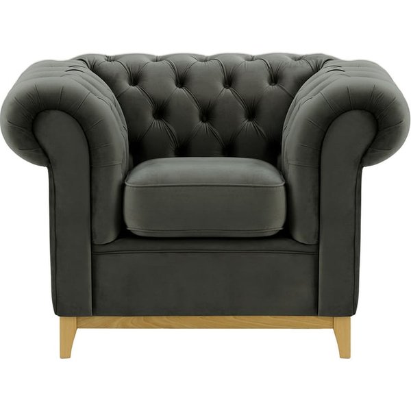 Chesterfield Wood Armchair, graphite, Leg colour: like oak