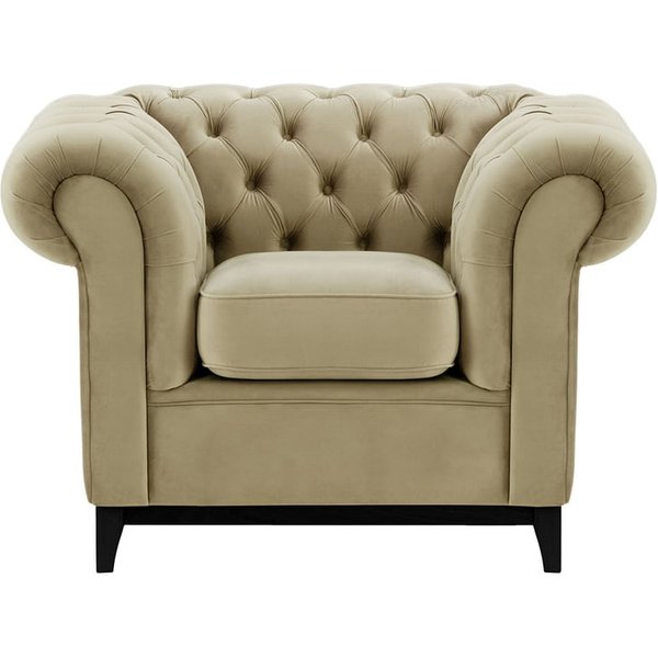 Chesterfield Wood Armchair, mink, Leg colour: black