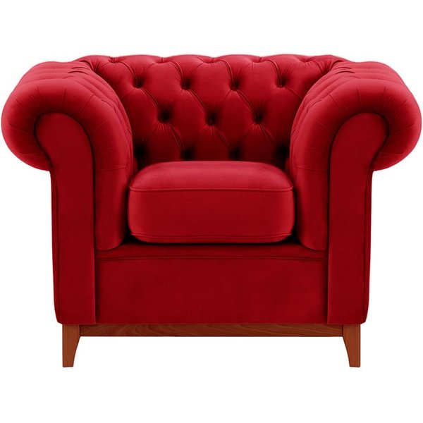 Chesterfield Wood Armchair, dark red, Leg colour: aveo