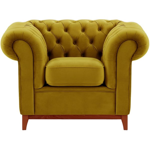 Chesterfield Wood Armchair, olive green, Leg colour: aveo