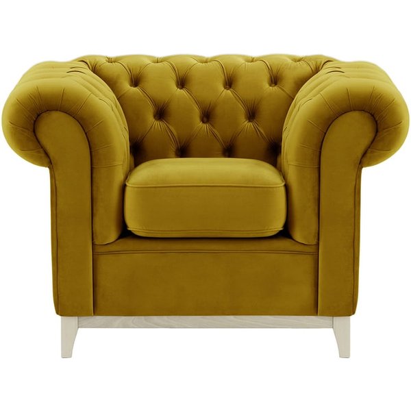 Chesterfield Wood Armchair, olive green, Leg colour: white