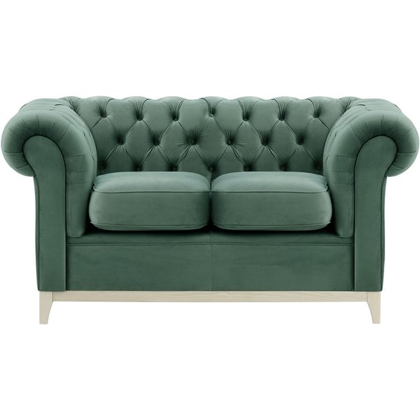 Chesterfield Wood 2-Seater Sofa, dirty blue, Leg colour: white
