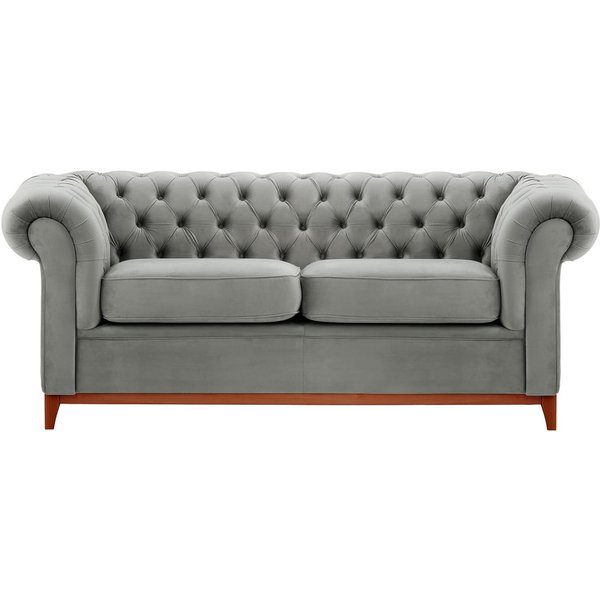 Chesterfield Wood 3-Seater Sofa, silver, Leg colour: aveo
