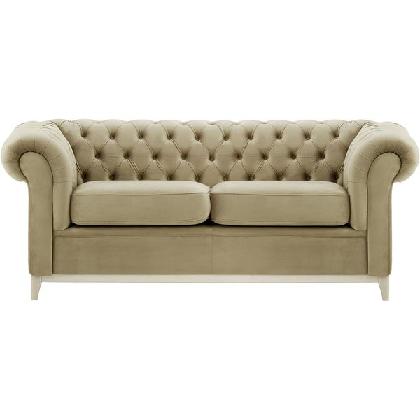 Chesterfield Wood 3-Seater Sofa, mink, Leg colour: white
