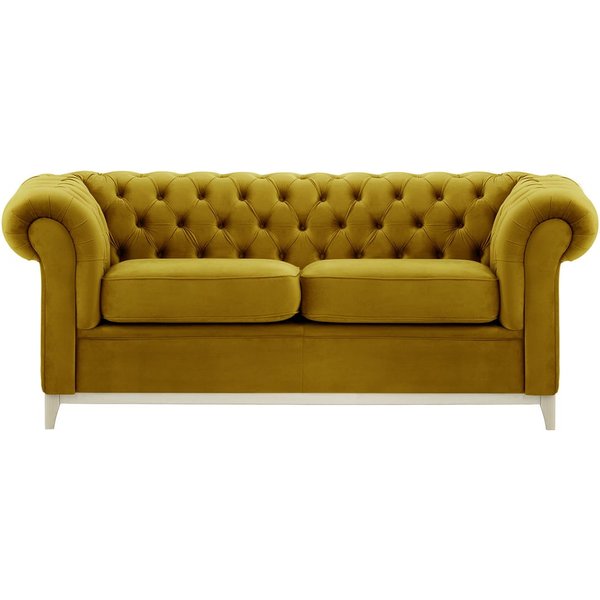 Chesterfield Wood 3-Seater Sofa, olive green, Leg colour: white
