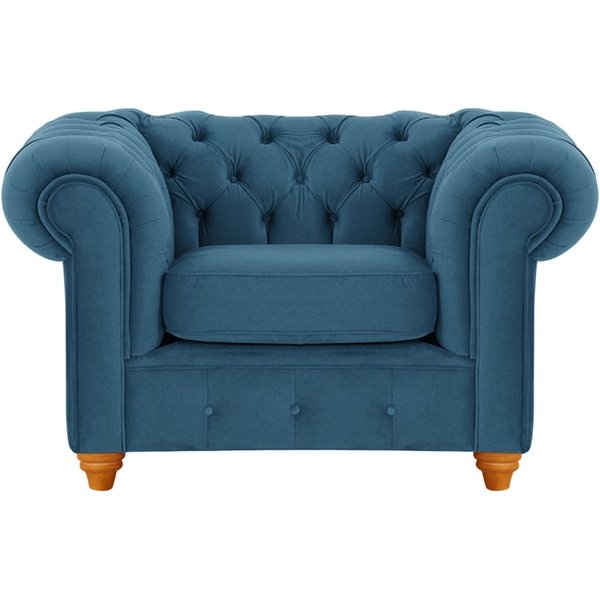 Chesterfield Max Armchair, blue, Leg colour: aveo