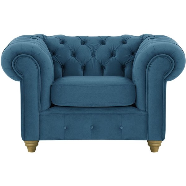 Chesterfield Max Armchair, blue, Leg colour: wax black