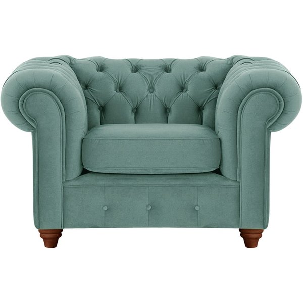 Chesterfield Max Armchair, dirty blue, Leg colour: dark oak