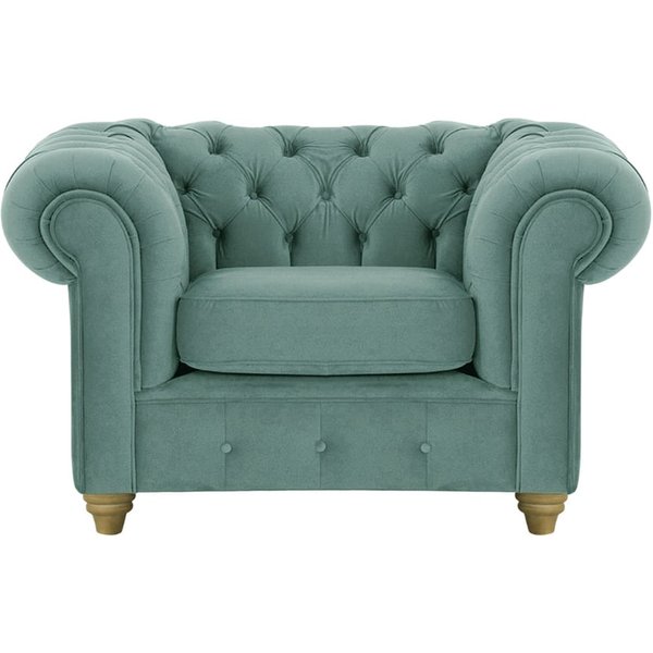 Chesterfield Max Armchair, dirty blue, Leg colour: wax black