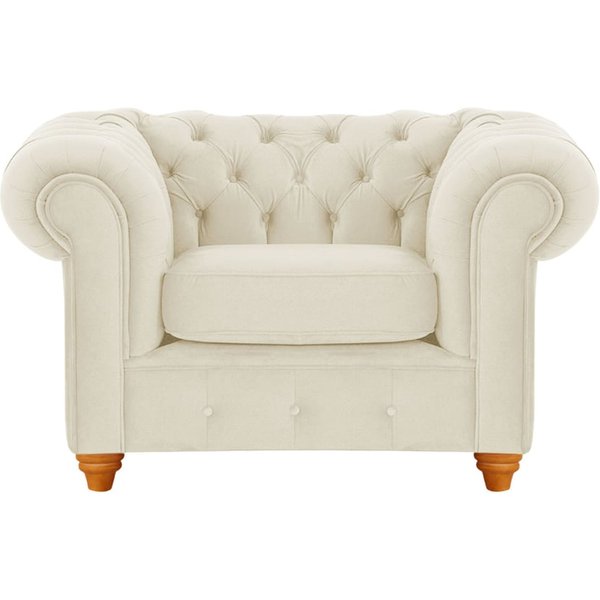 Chesterfield Max Armchair, light beige, Leg colour: aveo