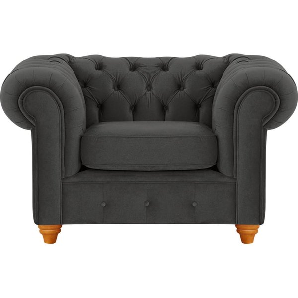 Chesterfield Max Armchair, black, Leg colour: aveo