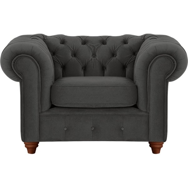 Chesterfield Max Armchair, black, Leg colour: dark oak