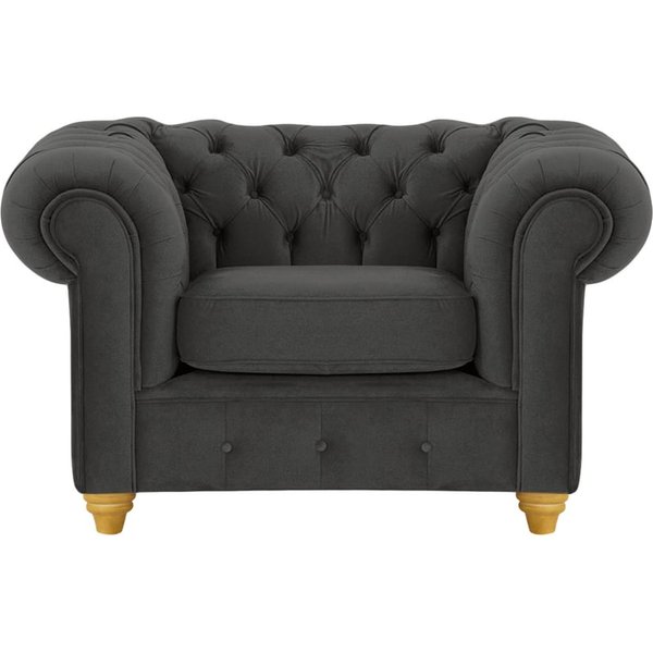 Chesterfield Max Armchair, black, Leg colour: like oak