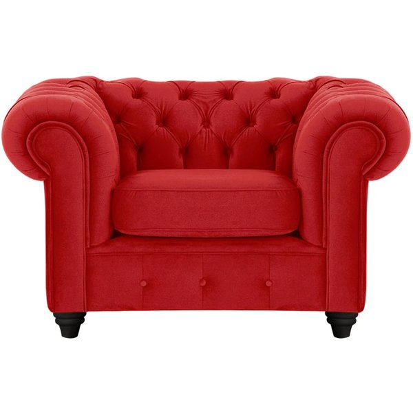 Chesterfield Max Armchair, dark red, Leg colour: black