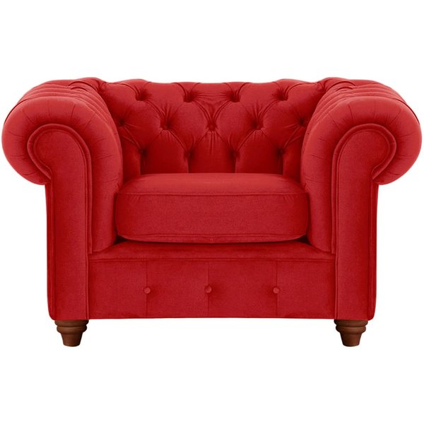 Chesterfield Max Armchair, dark red, Leg colour: dark oak